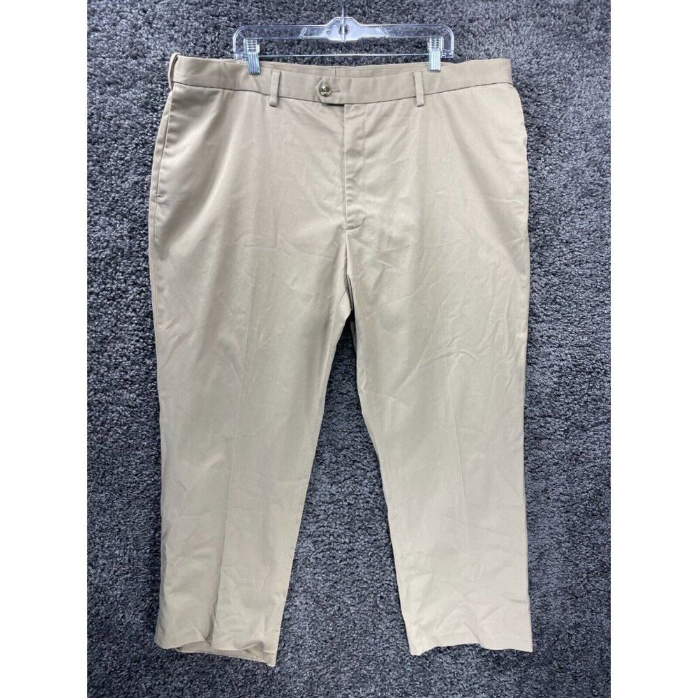 Perry Ellis Portfolio Dress Pants Men 42X30 Tan Stretch Straight Leg Classic Fit